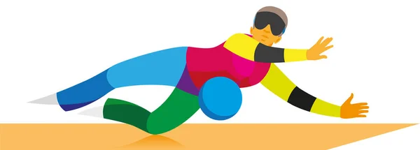 Engelli sporcu topu goalball içinde yakalar.