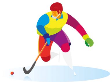 Bandy. Hokey oyuncusu rakibin bir saldırı başlattı