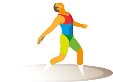 Genç atlet discus atmak bir girişim yapar