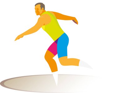 Genç atlet discus makinesi disk atar