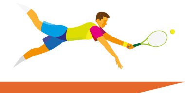 Genç tenisçi olarak topu almak için hazırlık atlama