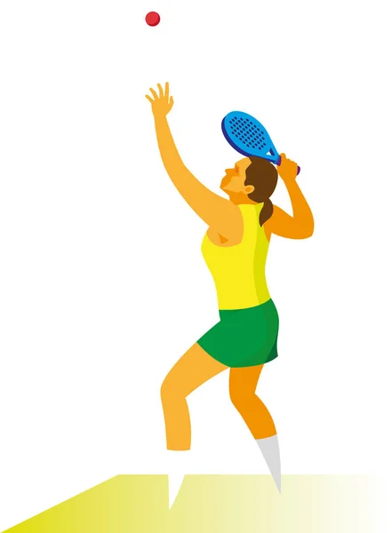 Jovem leva a bola em padel tênis — Vetor de Stock