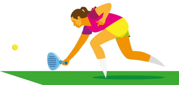 Joven chica jugando padel tenis — Vector de stock