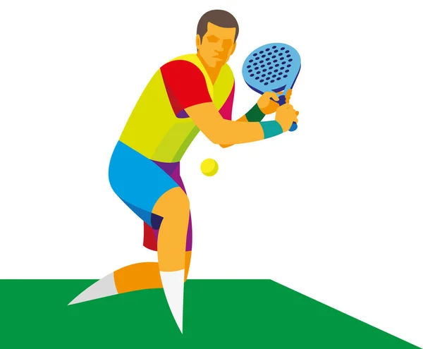 genç adam padel tenis oyuncusu topu götürüyor