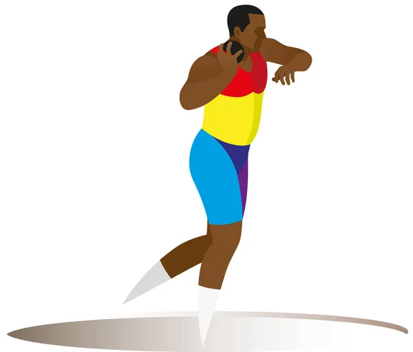 Афро-американский сильный спортсмен это толкатель ядра — стоковый вектор