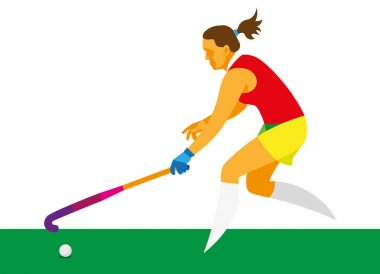 çim hokeyi bir oyuncu topu alır genç bir kızdır