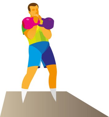 halterci atlet egzersizleri itme iki su ısıtıcısı çan gerçekleştirir