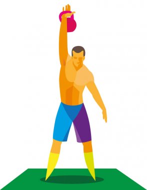 Erkek atlet itme tek elle su ısıtıcısı çan gerçekleştirme