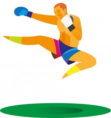 Muay Taylandlı boksör olarak atlama tekme gösterir