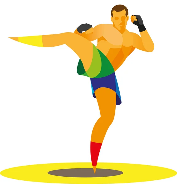 Muay Thai bojovník dělá cvičení před bojem — Stockový vektor