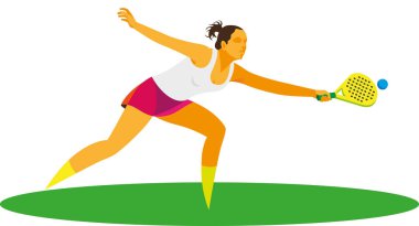 Genç bir kız Padel Tenis bir oyun sahada katılmaktadır