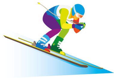 deneyimli Alp kayakçı yokuş aşağı Kayak yarış gider