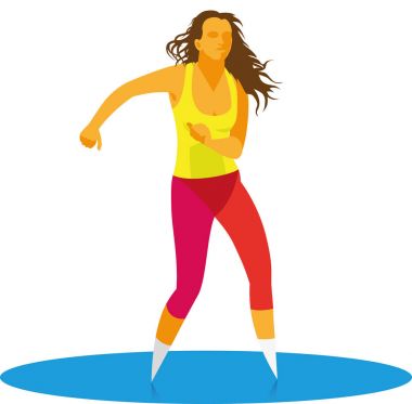 Genç kız şiddetle Amsterdam üzerinde temel dans programında dans.