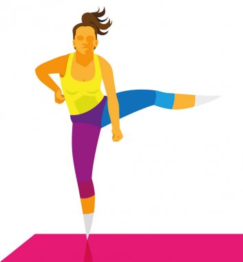 Genç bir kız popu üzerinde dayalı bir dans fitness programına alır