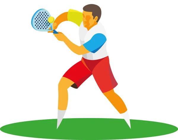 Erwachsener Padel-Tennisspieler nimmt den schwierigen Ball Vektorgrafiken