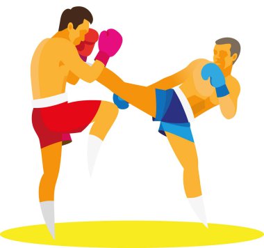 İki güçlü adam olduğunu kickboxers katılmak zor bir maç