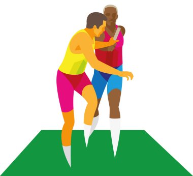 Baton bayrak yarışı sahne transferi üzerinde iki taslakları