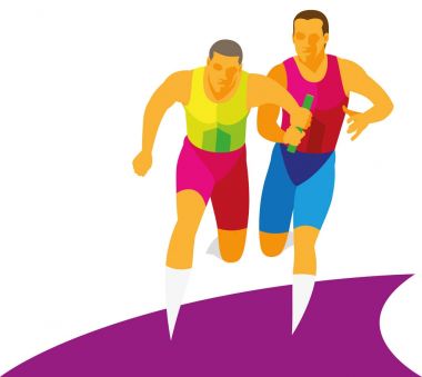 Bir genç atlet sprinter ile bir ortaktan Cop oluyor