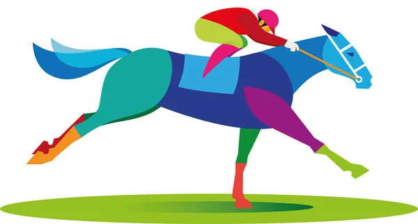 Un jockey à cheval participe à des courses sur l'hippodrome — Image vectorielle