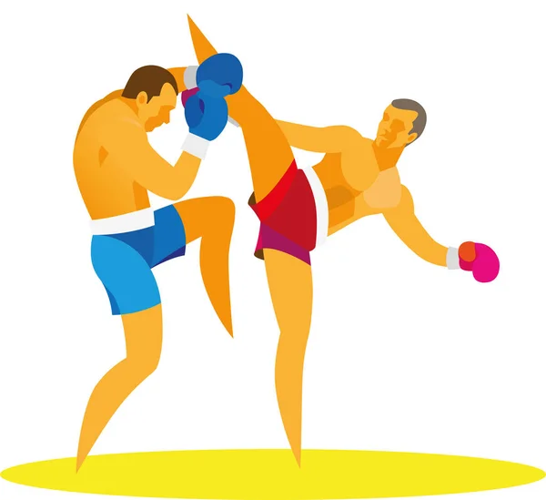 Deux jeunes kickboxeurs mènent un combat acharné — Image vectorielle
