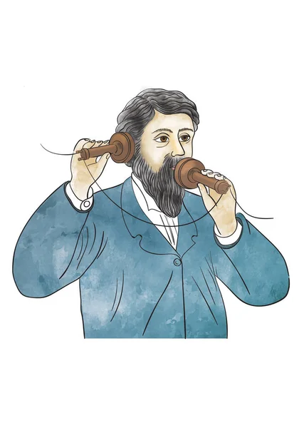 Alexander Graham Bell Ilustração Retrato — Vetor de Stock