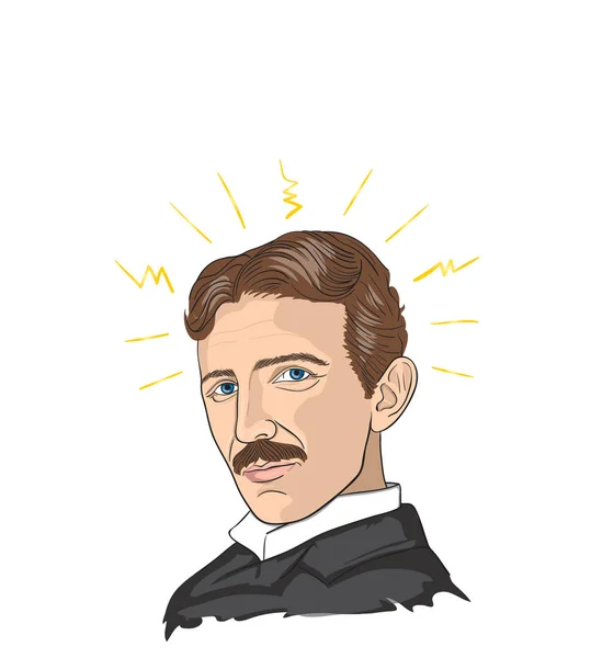 Никола Тесла, портретная иллюстрация — стоковый вектор