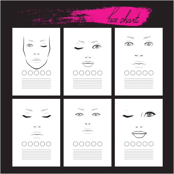 Ansiktsdiagram Makeup Artist Blank. Mall. Vektorillustration. — Stock vektor