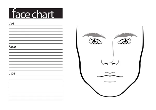 Face chart Makeup Artist Blank. 웹 사이트. 템플릿. 벡터 일러스트. — 스톡 벡터