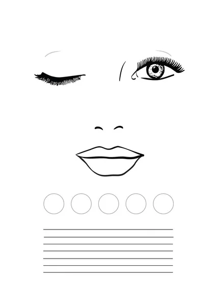 Gezichtskaart Make-up Artiest Blanco. Sjabloon. Vectorillustratie. — Stockvector