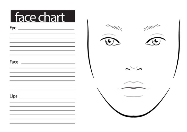 Face chart Makeup Artist Blank. 웹 사이트. 템플릿. 벡터 일러스트. — 스톡 벡터