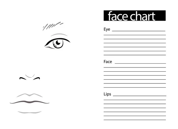 Face chart Makeup Artist Blank. 웹 사이트. 템플릿. 벡터 일러스트. — 스톡 벡터