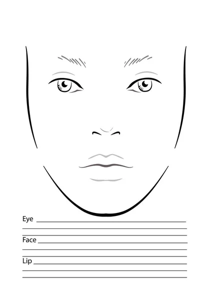 Лицевая карта визажиста Бланк. Шаблон. Векторная иллюстрация . — стоковый вектор