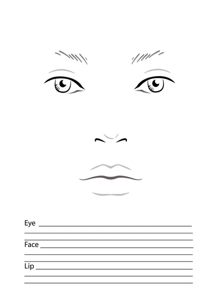 Face chart Makeup Artist Blank. 웹 사이트. 템플릿. 벡터 일러스트. — 스톡 벡터