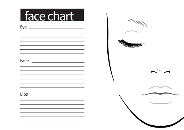 Face chart Makeup Artist Blank. 웹 사이트. 템플릿. 벡터 일러스트. — 스톡 벡터