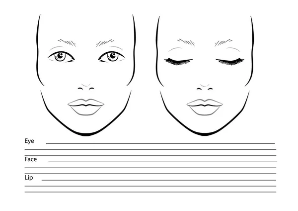 Face chart Makeup Artist Blank. 웹 사이트. 템플릿. 벡터 일러스트. — 스톡 벡터