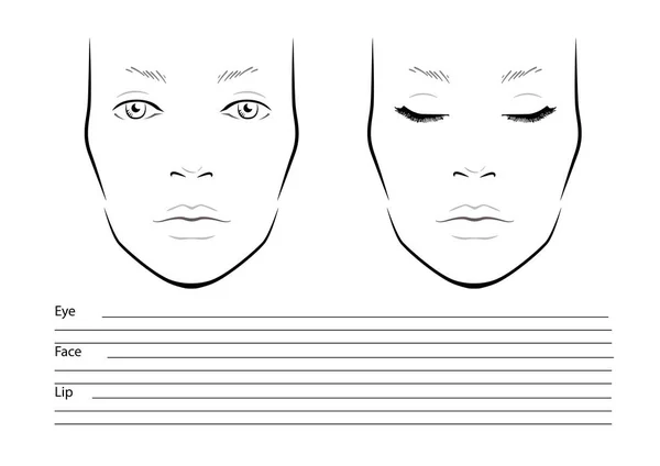 Face chart Makeup Artist Blank. 웹 사이트. 템플릿. 벡터 일러스트. — 스톡 벡터