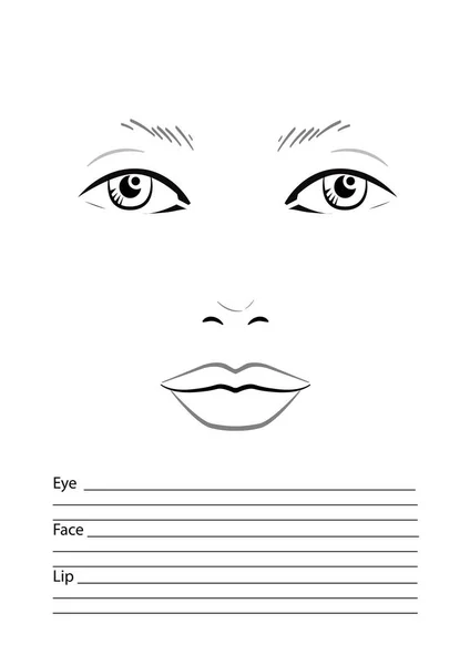 Face chart Makeup Artist Blank. 웹 사이트. 템플릿. 벡터 일러스트. — 스톡 벡터