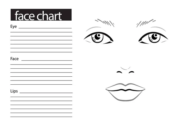 Wykres twarzy Makeup Artist Blank. Szablon. Ilustracja wektora. — Wektor stockowy