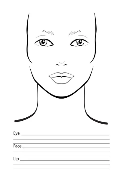 Face chart Makeup Artist Blank. 웹 사이트. 템플릿. 벡터 일러스트. — 스톡 벡터