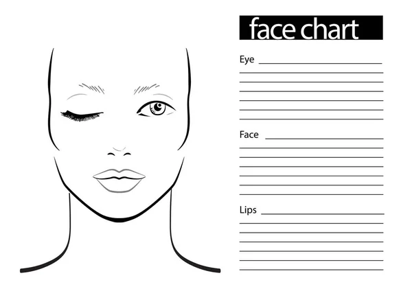 Carta facial Maquillaje Artista en blanco. Plantilla. Ilustración vectorial . — Archivo Imágenes Vectoriales