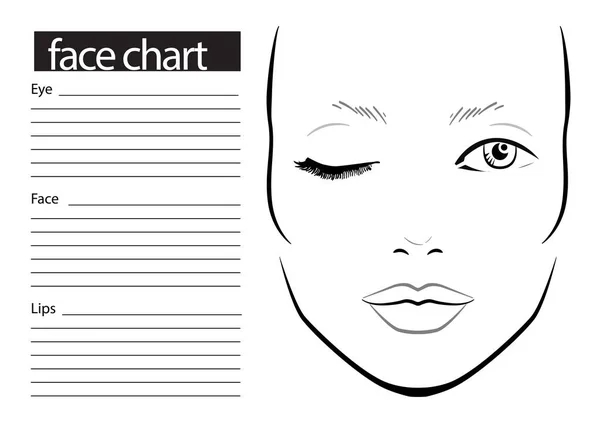 Face chart Makeup Artist Blank. Template. Vector illustration. — Stock Vector