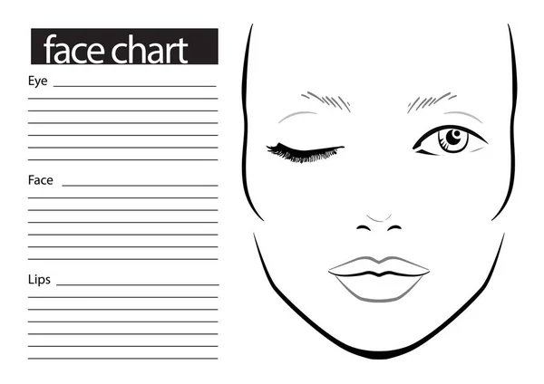 Face chart Makeup Artist Blank. 웹 사이트. 템플릿. 벡터 일러스트. — 스톡 벡터