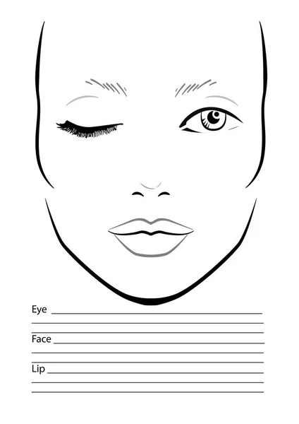 Face chart Makeup Artist Blank. 웹 사이트. 템플릿. 벡터 일러스트. — 스톡 벡터