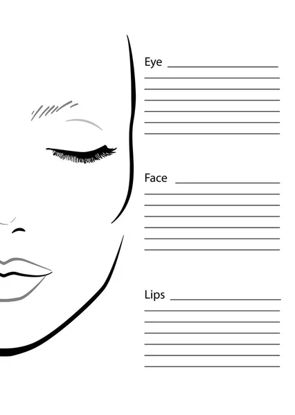 Gráfico facial Maquiagem Artista em branco. Modelo. Ilustração vetorial . —  Vetores de Stock