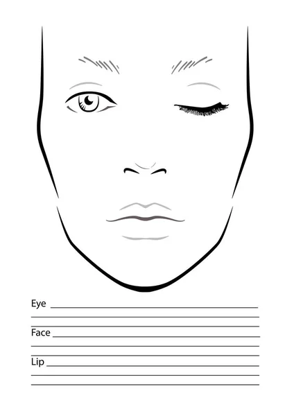 Face chart Makeup Artist Blank. 웹 사이트. 템플릿. 벡터 일러스트. — 스톡 벡터