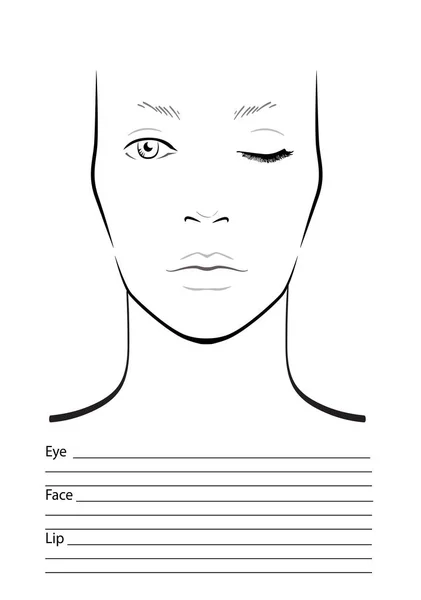 Face chart Makeup Artist Blank. Un modèle. Illustration vectorielle . — Image vectorielle