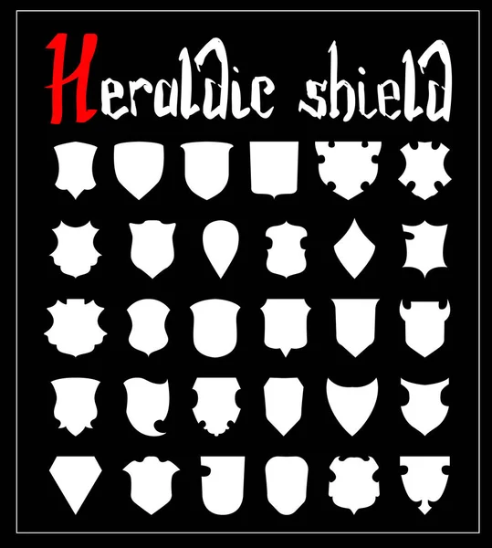 Conjunto de escudos heráldicos vetoriais, 30 escudos — Vetor de Stock