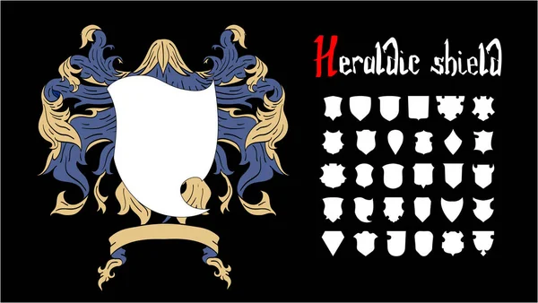 Vector heraldiska skölden inställd, 30 sköldar — Stock vektor
