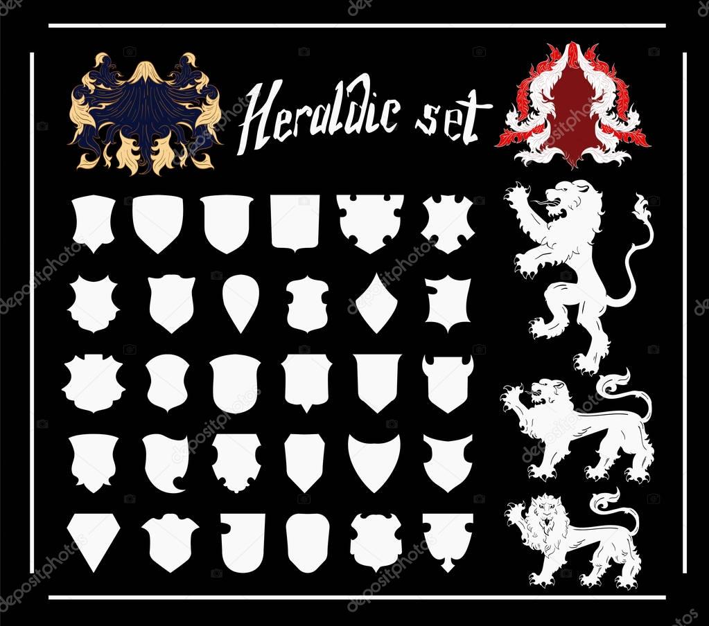 Vector Heraldic Set template shields and lions