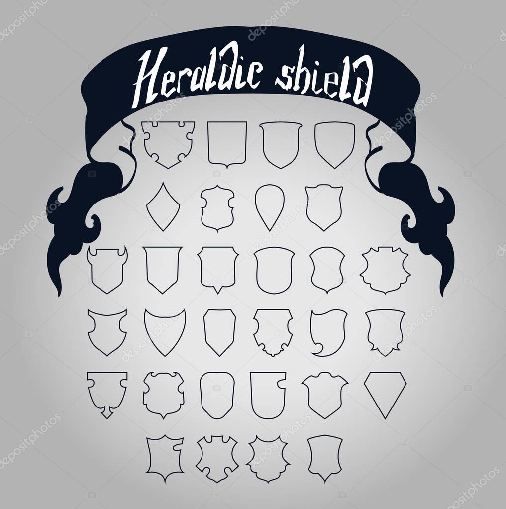 Vector Heraldic Shield Set, 30 shields